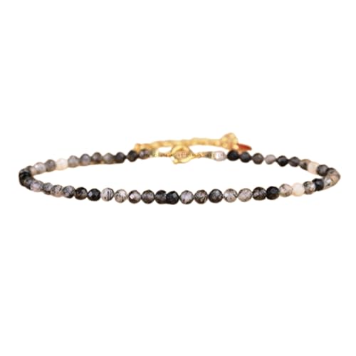 Schwarzer Turmalin, Rutilquarz, 3 mm, runde Form, facettierte Perlen, 17,8 cm, verstellbarer vergoldeter Verschluss, Armband für Männer und Frauen | LK_STACK_01349 Schwarzer Turmalin, Rutilquarz, 3 mm, runde Form, facettierte Perlen, 17,8 cm, verstellbarer vergoldeter Verschluss, Armband für Männer und Frauen | LK_STACK_01349 von LKBEADS