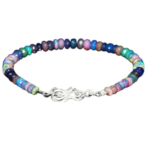 Schwarzer äthiopischer Opal, 3–3,5 mm, Rondellform, facettierte Perlen, verstellbarer versilberter Verschluss, Armband für Männer und Frauen | LK_STACK_00979 Schwarzer äthiopischer Opal, 3–3,5 mm, Rondellform, facettierte Perlen, verstellbarer versilberter Verschluss, Armband für Männer und Frauen | LK_STACK_00979 von LKBEADS