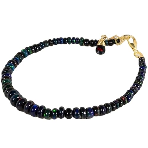 Schwarzer äthiopischer Opal, 3–5 mm, Rondellform, glatt geschliffene Perlen, 17,8 cm, verstellbarer versilberter Verschluss, Armband für Männer und Frauen | LK_STACK_00996 Schwarzer äthiopischer Opal, 3–5 mm, Rondellform, glatt geschliffene Perlen, 17,8 cm, verstellbarer versilberter Verschluss, Armband für Männer und Frauen | LK_STACK_00996 von LKBEADS