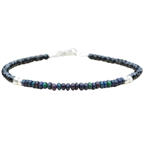 Schwarzer äthiopischer Opal, 3 mm, Rondellform, glatt geschliffene Perlen, 17,8 cm, versilberter Verschluss, Armband für Männer und Frauen | LK_STACK_00998 Schwarzer äthiopischer Opal, 3 mm, Rondellform, glatt geschliffene Perlen, 17,8 cm, versilberter Verschluss, Armband für Männer und Frauen | LK_STACK_00998 von LKBEADS