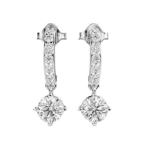 Solitär-Ohrringe zum Aufhängen, Sterlingsilber 925 | Versilberung, Anzahl der Steine: 16, Edelsteingröße: 0,01–0,69 mm | Gewicht: 1,28 Karat, Form: rund | 2,756 Gramm | • Luxus • W_00238 von LKBEADS