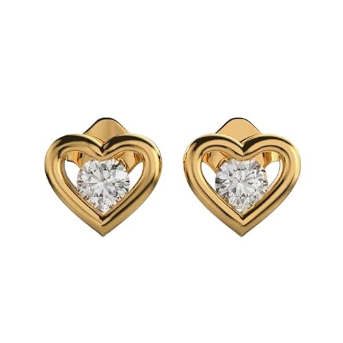 Solitär-Ohrstecker aus 925er Sterlingsilber in Herzform für Kinder | Vergoldung | Steinzahl 2 | Edelsteingröße 0,01–0,07 mm | Gewicht 0,1 Karat | Form rund | 1,02 Gramm | • Luxus • G_00106 von LKBEADS