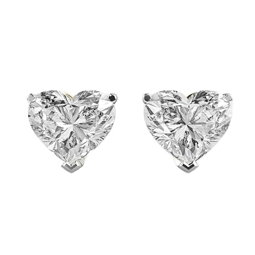 Solitär-Ohrstecker in Herzform, 925er Sterlingsilber, vergoldet, Nr. Stein: 2, Edelsteingröße: 0,50–0,69 mm, Gewicht: 1 Karat, Herzform: 2,8 Gramm, LKE_G_00157 von LKBEADS