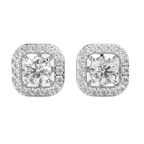 Solitäre aus 925er Sterlingsilber in Kissenohrsteckern | Versilberung, Nr. Stein: 34, Edelsteingröße: 0,01–0,69 mm | Gewicht: 1,32 Karat, Form: rund | 4,664 Gramm | • Luxus • W_00204 von LKBEADS