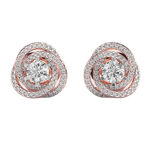 Spiralförmige Leuchtohrstecker aus 925er Sterlingsilber | Roségoldbeschichtung | Steinzahl: 116 | Edelsteingröße: 0,01–0,69 mm | Gewicht: 2,72 Karat | Form: rund | 6,854 Gramm | LKE_R_00209 von LKBEADS