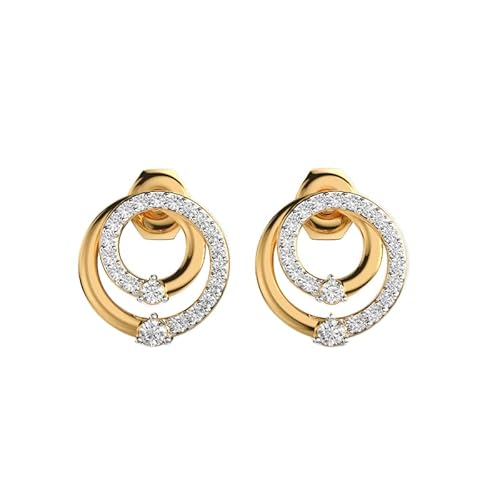 Strahlende runde Ohrringe aus 925er Sterlingsilber | Vergoldung | Anzahl der Steine: 40 | Edelsteingröße: 0,01–0,10 mm | Gewicht: 0,21 Karat | Form: rund | 3,532 Gramm | LKE_G_00044 von LKBEADS