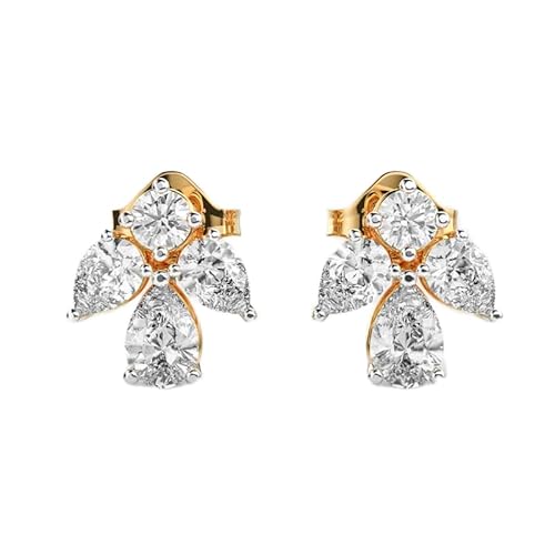 Supertolle Ohrstecker aus 925er Sterlingsilber | Vergoldung | Steinzahl 8 | Edelsteingröße 0,01–0,29 mm | Gewicht 1,27 Karat | Form rund und birnenförmig | 6,054 Gramm | • Luxus • G_00276 von LKBEADS