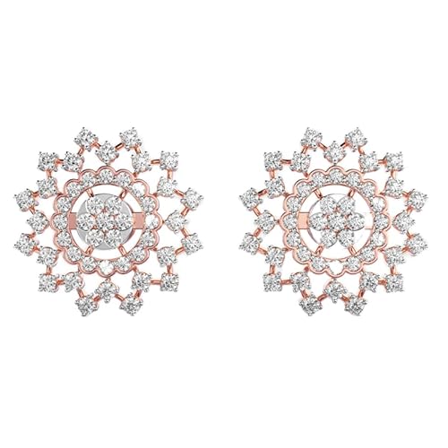 Traditionelle Ohrstecker aus 925er Sterlingsilber mit Verzierung | Roségold-Beschichtung | Steinzahl: 94 | Edelsteingröße: 0,01–0,07 mm | Gewicht: 2,52 Karat | Form: rund | 7,304 Gramm | LKE_R_00136 von LKBEADS