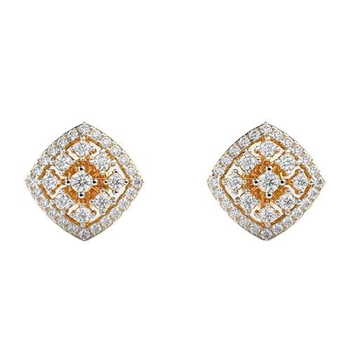 Traditioneller Ohrstecker aus 925er Sterlingsilber | Vergoldung | Anzahl der Steine: 66 | Edelsteingröße: 0,01–0,07 mm | Gewicht: 0,88 Karat | Form: rund | 3,376 Gramm | LKE_G_00247 von LKBEADS