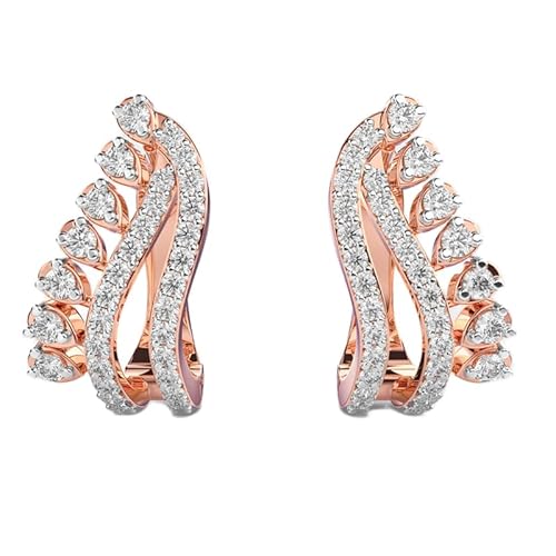 Verführerische Wappenohrringe aus 925er Sterlingsilber | Roségoldbeschichtung | Anzahl der Steine: 64 | Edelsteingröße: 0,01–0,07 mm | Gewicht: 0,985 Karat | Form: rund | 7,007 Gramm | LKE_R_00186 von LKBEADS