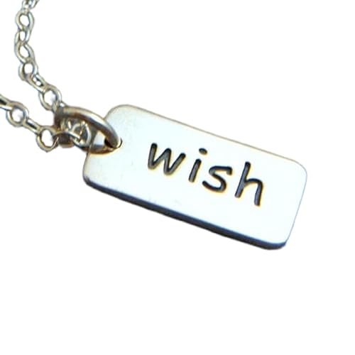 Wunschkette aus 925er Sterlingsilber|Inspirierender Schmuck, inspirierendes Zitat, Motto, Affirmation, kleiner, schlichter Anhänger|Wort-Charm-Geschenk für sie | mit 45,7 cm | versilbert | 0002 von LKBEADS