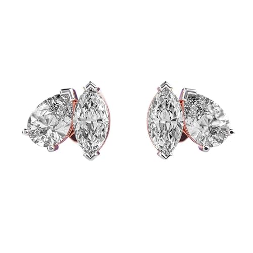 Zierliche Ohrstecker aus 925er Sterlingsilber | Roségold-Beschichtung, Nr. Stein: 4, Edelsteingröße: 0,23–0,29 mm, Gewicht: 1,26 Karat, Form: Birne & Marquise, 2,552 Gramm || R_00223 von LKBEADS