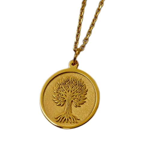 halskette aus 925er Sterlingsilber| 22–26 mm 45|7 cm lange Kette Lebensbaum- – handgefertigter mit Familien- und Wachstumssymbol Wurzel spirituell oder für ihn handgefertigte Vergoldung L_01999 von LKBEADS