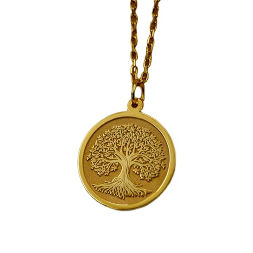 halskette aus 925er Sterlingsilber| 22 mm 18-Zoll-Kette Lebensbaum- – mit keltischen Familienwurzeln spiritueller Naturschmuck handgefertigt| symbolisch für Frauen handgefertigte Vergoldung L_01615 von LKBEADS