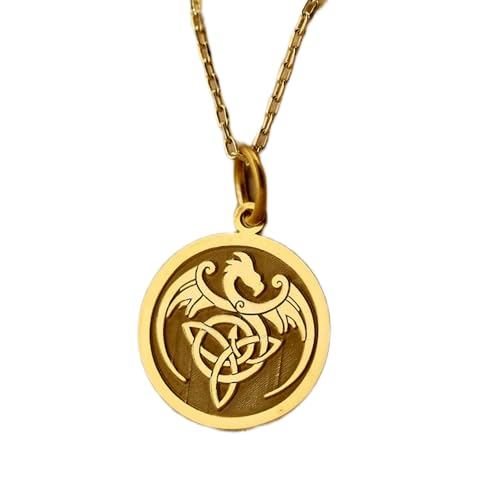 halskette aus 925er Sterlingsilber| 24 mm| 45|7 cm lange Kette| goldene Drachenkette| Drachen| zierlicher Drache| Drachensymbol| Münz| Geburtstag der Mutter| handgefertigte Vergoldung| L_01237 von LKBEADS