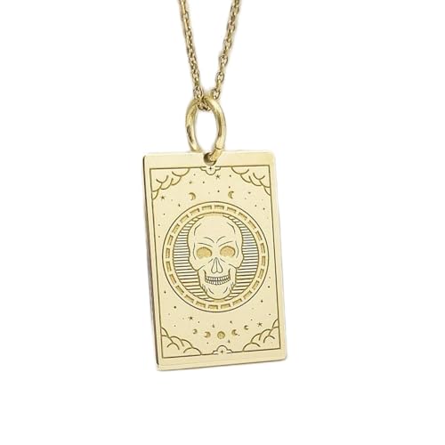 halskette aus 925er Sterlingsilber| 24 x 16 mm| 45|7 cm lange Kette| Totenkopf| rechteckige | Gothic-Schmuck| Skelett-| Herren| Totenkopf-Charm| handgefertigter Schmuck mit Vergoldung| LG_00171 von LKBEADS