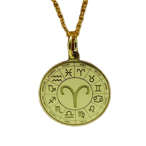 halskette aus 925er Sterlingsilber| 26 mm| 45|7 cm Kette| gelber Widder-| Widder-Schmuck| Sternzeichen-| Sternzeichen-Schmuck| gravierter | Astrologie-Zeichen| vergoldet| handgefertigt| LG_00544 von LKBEADS