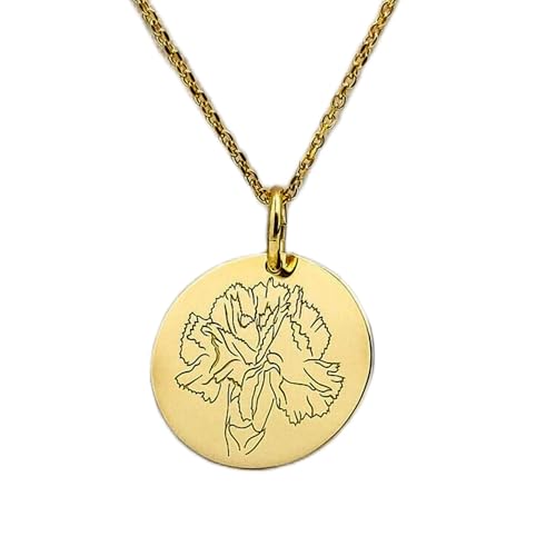 halskette aus 925er Sterlingsilber| 28 mm 18 Zoll Kette vergoldeter Geburtsmonats-Nelkenblumen- mit Geburtsblume Januar Nelkenblumenschmuck Geburtsmonats-Charm vergoldet| handgefertigt LG_00285 von LKBEADS