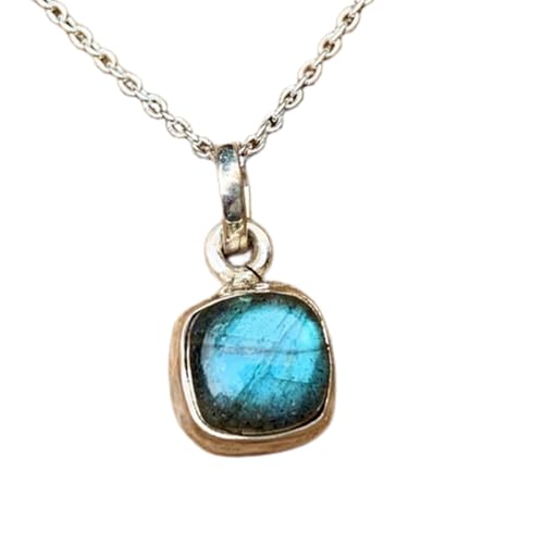 natürlicher Labradorit 20x10 mm Kissen glatt blau Anhänger 925 Sterling Silber quadratische Halskette mit 18 Zoll Kabelkette Transformation Schutz Intuition psychische Energie|gmpd_0370 natürlicher Labradorit 20x10 mm Kissen glatt blau Anhänger 925 Sterling Silber quadratische Halskette mit 18 Zoll Kabelkette Transformation Schutz Intuition psychische Energie|gmpd_0370 von LKBEADS