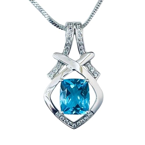 natürlicher Topas & Zirkon 37x19 mm Kissen & runder facettierter blauer Anhänger 925 Sterling Silber Trillon Halskette mit 18 Zoll Kabelkette Heilenergie spirituelles Schmuckgeschenk|gmpd_0244 natürlicher Topas & Zirkon 37x19 mm Kissen & runder facettierter blauer Anhänger 925 Sterling Silber Trillon Halskette mit 18 Zoll Kabelkette Heilenergie spirituelles Schmuckgeschenk|gmpd_0244 von LKBEADS