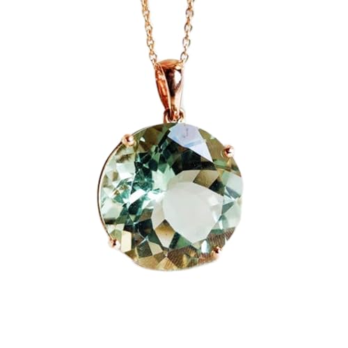 natürlicher grüner Amethyst 16x16 mm runder facettierter grüner Anhänger 925 Sterling Silber runde Halskette mit 18 Zoll Kabelkette Gleichgewicht Heilung spirituelles Wachstum Herzchakra|gmpd_0315 von LKBEADS