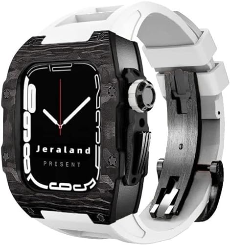 LKDJNC Kohlefaser-Gehäuse und Fluorkautschuk-Uhrenarmband, für Apple Watch, Mod Kit, 45 mm, 44 mm, Kohlefaser-Armband, für iWatch Serie 8, 7, 6, 5, 4 SE, For 45mm, Achat von LKDJNC