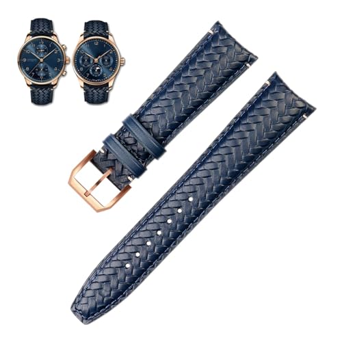 LKDJNC Uhrenarmband aus echtem Leder, 22 mm, 20 mm, passend für IWC IW503312, IW500713, IW344205, blaues Rindsleder, Herren-Uhrenarmband, Dornschließe, 20 mm, Achat von LKDJNC
