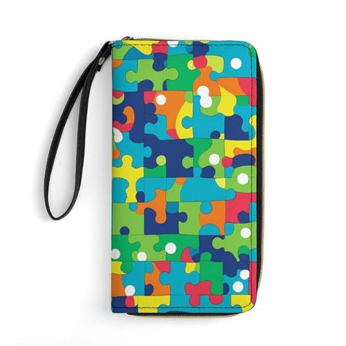 LKDTDCSVB Color Puzzle Ledergeldbörse, glatt, mit Reißverschluss, Clutch, Handgelenk, lange weiche Geldbörse für Damen LKDTDCSVB Color Puzzle Ledergeldbörse, glatt, mit Reißverschluss, Clutch, Handgelenk, lange weiche Geldbörse für Damen von LKDTDCSVB