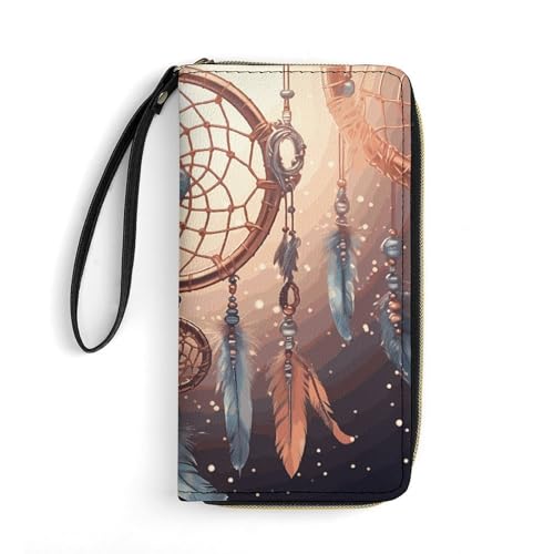 LKDTDCSVB Indianer-Traumfänger-Geldbörse aus Leder, glatt, mit Reißverschluss, Clutch, Handgelenk, lange weiche Geldbörse für Damen LKDTDCSVB Indianer-Traumfänger-Geldbörse aus Leder, glatt, mit Reißverschluss, Clutch, Handgelenk, lange weiche Geldbörse für Damen von LKDTDCSVB