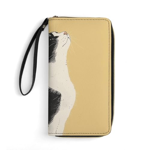 LKDTDCSVB Schwarze und weiße Katzen-Ledergeldbörse mit glattem Reißverschluss, Clutch, Handgelenk, lange weiche Geldbörse für Damen LKDTDCSVB Schwarze und weiße Katzen-Ledergeldbörse mit glattem Reißverschluss, Clutch, Handgelenk, lange weiche Geldbörse für Damen von LKDTDCSVB