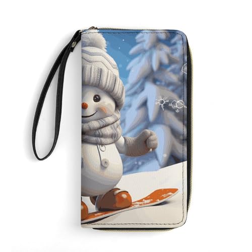 LKDTDCSVB Süße Snowboard-/Schneemann-Geldbörse aus Leder, glatt, mit Reißverschluss, Clutch, Handgelenk, lange weiche Geldbörse für Damen LKDTDCSVB Süße Snowboard-/Schneemann-Geldbörse aus Leder, glatt, mit Reißverschluss, Clutch, Handgelenk, lange weiche Geldbörse für Damen von LKDTDCSVB