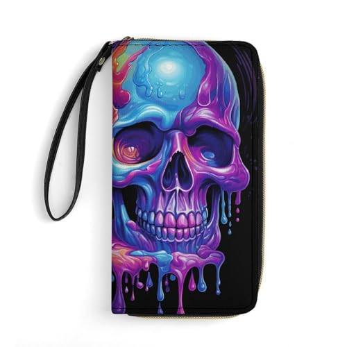 LKDTDCSVB Zwei bunte Totenkopf-Ledergeldbörse, glatter Reißverschluss, Clutch, Handgelenk, lange weiche Geldbörse für Damen LKDTDCSVB Zwei bunte Totenkopf-Ledergeldbörse, glatter Reißverschluss, Clutch, Handgelenk, lange weiche Geldbörse für Damen von LKDTDCSVB