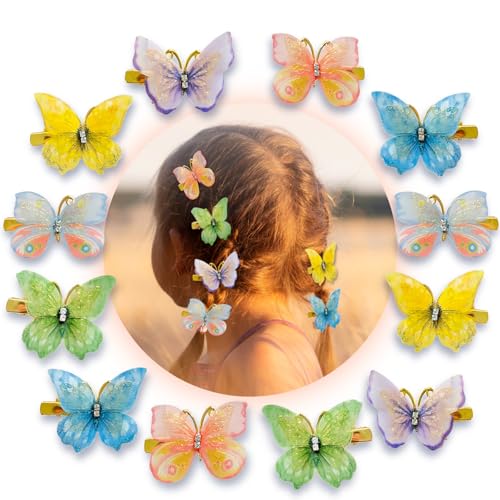 Schmetterlings-Haarspangen, bunte Schmetterlings-Clips für Mädchen und Frauen, ideales Schmetterlings-Haar-Accessoire für Geburtstag, Weihnachten, Kindertag, 12 Stück Schmetterlings-Haarspangen, bunte Schmetterlings-Clips für Mädchen und Frauen, ideales Schmetterlings-Haar-Accessoire für Geburtstag, Weihnachten, Kindertag, 12 Stück von LKEXMD