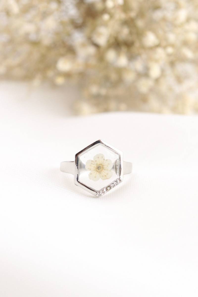 Vergissmeinnicht Blumen, Hexagon Ring, Silber Schmuck Vergissmeinnicht Blumen, Hexagon Ring, Silber Schmuck von LKEleganceShop