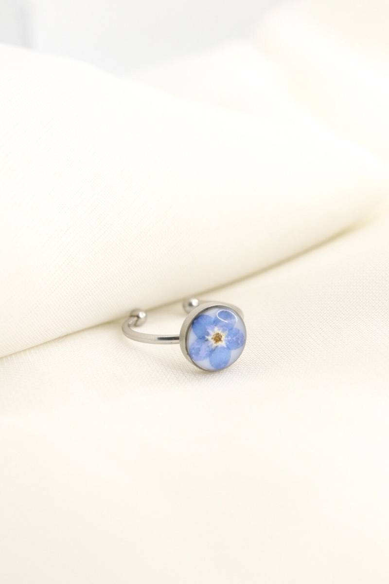 Vergissmeinnicht Wildblumen Harz Ring Einstellbar Blau Gepresste Blume Silber Vergissmeinnicht Wildblumen Harz Ring Einstellbar Blau Gepresste Blume Silber von LKEleganceShop