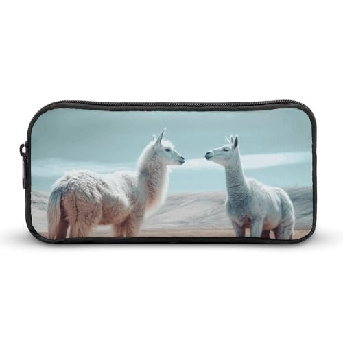 Alpaka on the Grass Federmäppchen, großes Fassungsvermögen, minimalistisches Federmäppchen, leicht und langlebig, kleine Aufbewahrungstasche für Bürobedarf, Organizer von LKHDS
