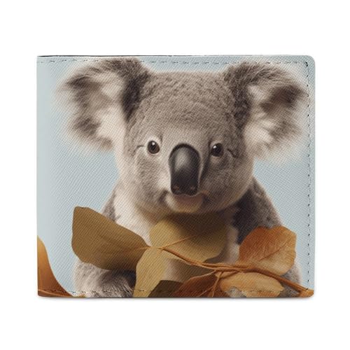 Animals in Leaves Bifold Wallet with ID Window, Leather Slim Wallet Easy Access Compact Purse for Men Women von LKHDS