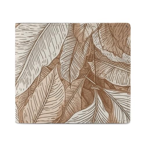 Art Pictures of Leaves Bifold Wallet with ID Window, Leather Slim Wallet Easy Access Compact Purse for Men Women von LKHDS