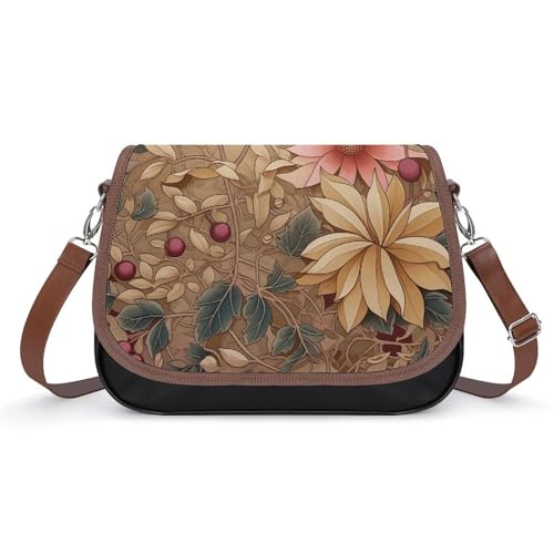 Art Style Blumen Umhängetasche für Damen, Leder Crossbody Tasche Verstellbarer Abnehmbarer Schultergurt, Freihandtaschen Art Style Blumen Umhängetasche für Damen, Leder Crossbody Tasche Verstellbarer Abnehmbarer Schultergurt, Freihandtaschen von LKHDS