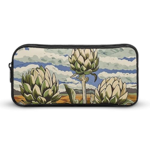 Artichokes in The Field Federmäppchen, großes Fassungsvermögen, minimalistisches Federmäppchen, leicht und langlebig, kleine Aufbewahrungstasche für Bürobedarf, Organizer von LKHDS