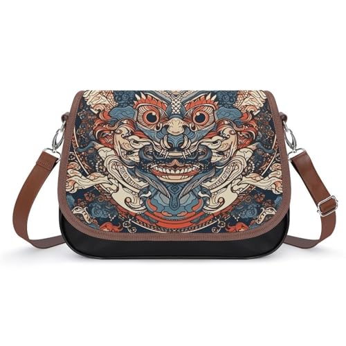 Asiatischer Stil Muster Umhängetasche für Damen, Leder Crossbody Tasche Verstellbarer Abnehmbarer Schultergurt, Freihandtaschen Asiatischer Stil Muster Umhängetasche für Damen, Leder Crossbody Tasche Verstellbarer Abnehmbarer Schultergurt, Freihandtaschen von LKHDS