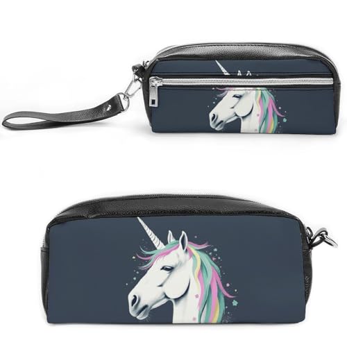 Be Horse Federmäppchen, großes Fassungsvermögen, Leder-Federmäppchen mit Reißverschluss, tragbare kleine Make-up-Tasche, Bürobedarf-Organizer für Damen und Herren von LKHDS