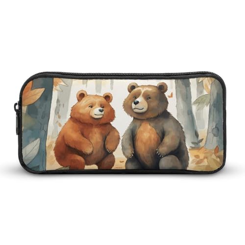 Bear in Woods Federmäppchen, großes Fassungsvermögen, minimalistisches Federmäppchen, leicht und langlebig, kleine Aufbewahrungstasche für Bürobedarf, Organizer Bear in Woods Federmäppchen, großes Fassungsvermögen, minimalistisches Federmäppchen, leicht und langlebig, kleine Aufbewahrungstasche für Bürobedarf, Organizer von LKHDS