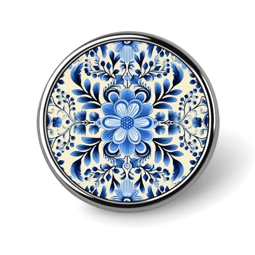 Blaue Volkskunst-Abzeichen, dekorativ, langlebige Aluminiumlegierung, rundes Abzeichen, leichte Knopf-Brosche für Hemden, Jacken, Hüte, Uniformen, 2,5 cm Blaue Volkskunst-Abzeichen, dekorativ, langlebige Aluminiumlegierung, rundes Abzeichen, leichte Knopf-Brosche für Hemden, Jacken, Hüte, Uniformen, 2,5 cm von LKHDS