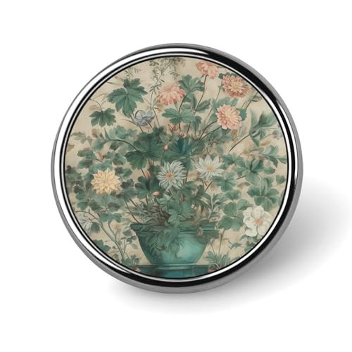 Blumenmalerei-Abzeichen, dekorativ, langlebige Aluminiumlegierung, rund, leichte Knopf-Brosche für Hemden, Jacken, Hüte, Uniformen, 2,5 cm von LKHDS