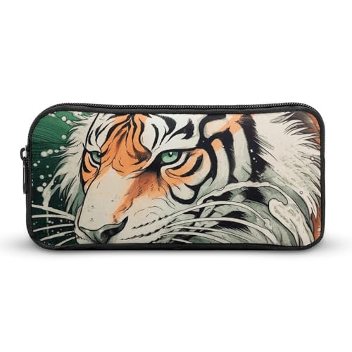 Ein handgezeichnetes Tiger-Federmäppchen, großes Fassungsvermögen, minimalistisches Federmäppchen, leicht und langlebig, kleine Aufbewahrungstasche für Bürobedarf Ein handgezeichnetes Tiger-Federmäppchen, großes Fassungsvermögen, minimalistisches Federmäppchen, leicht und langlebig, kleine Aufbewahrungstasche für Bürobedarf von LKHDS