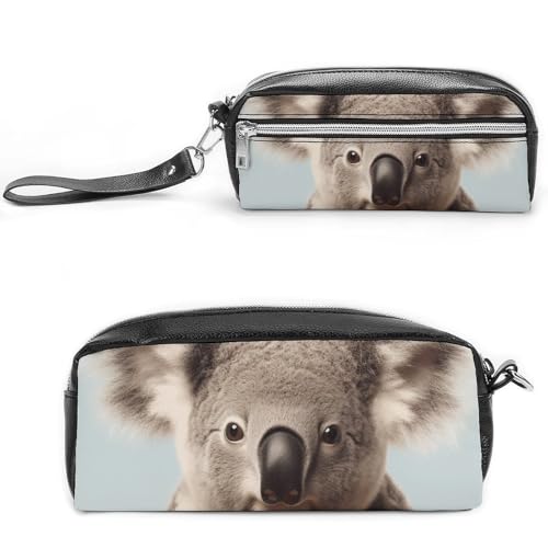 Federmäppchen aus Leder mit großem Fassungsvermögen, Motiv: Tiere in Blättern, mit Reißverschluss, tragbare kleine Make-up-Tasche, Bürobedarf-Organizer für Damen und Herren von LKHDS