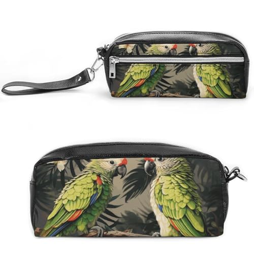 Federmäppchen für Paare, Papageien, Olivgrün, großes Fassungsvermögen, Leder-Federmäppchen mit Reißverschluss, tragbare kleine Make-up-Tasche, Bürobedarf-Organizer für Damen und Herren Federmäppchen für Paare, Papageien, Olivgrün, großes Fassungsvermögen, Leder-Federmäppchen mit Reißverschluss, tragbare kleine Make-up-Tasche, Bürobedarf-Organizer für Damen und Herren von LKHDS