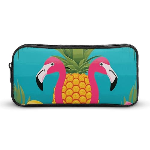 Federmäppchen mit Ananas-Flamingo, großes Fassungsvermögen, minimalistisches Federmäppchen, leicht und langlebig, kleine Aufbewahrungstasche für Bürobedarf, Organizer von LKHDS