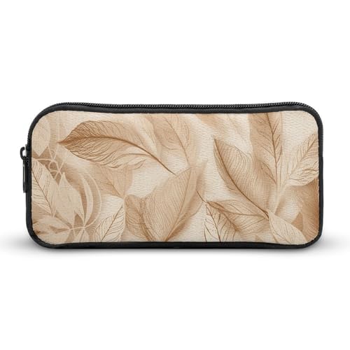 Federmäppchen mit Blättern auf Stoff, großes Fassungsvermögen, minimalistisches Federmäppchen, leicht und langlebig, kleine Aufbewahrungstasche für Bürobedarf, Beige Federmäppchen mit Blättern auf Stoff, großes Fassungsvermögen, minimalistisches Federmäppchen, leicht und langlebig, kleine Aufbewahrungstasche für Bürobedarf, Beige von LKHDS